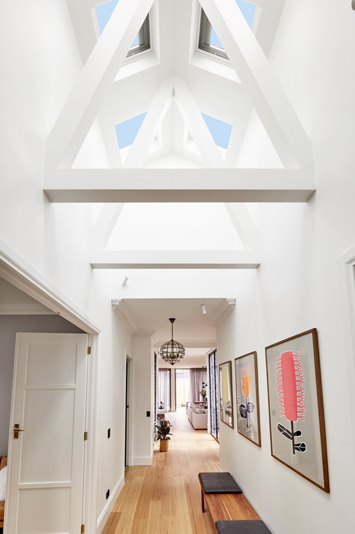 skylights in a hallway with roofing interior detail  in wellington
